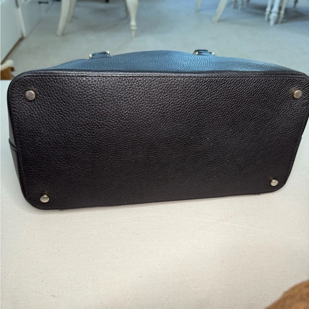 Kate Spade Black Pebbled Leather Satchel Tassel Top Handle Purse